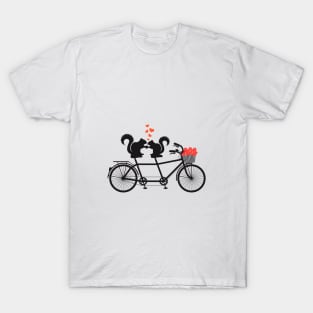 tandem bicycle with squirrels T-Shirt